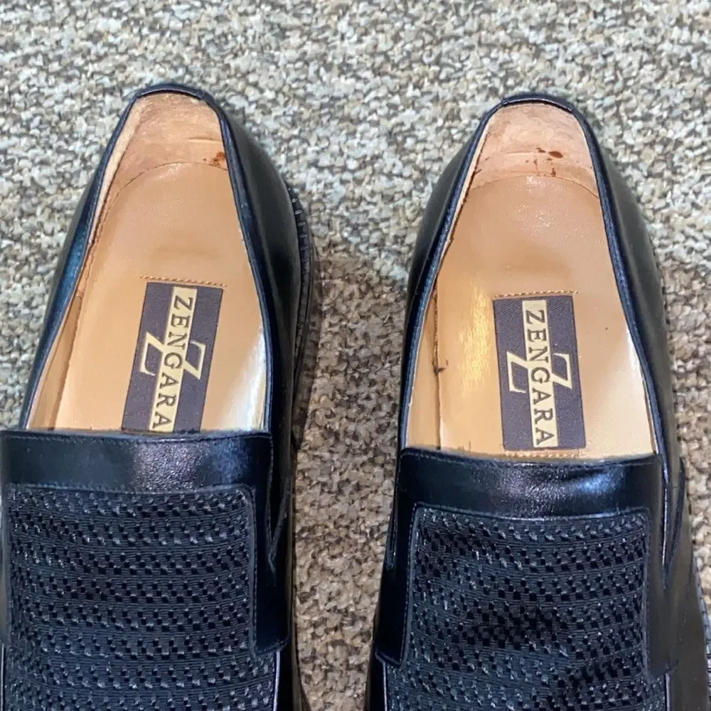 VTG, ZENGARA FASHION Dress Shoes Men's Black Leather Loafers Size 8 US
